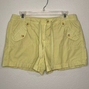 Anthropologie Sitwell cotton shorts chartreuse 10